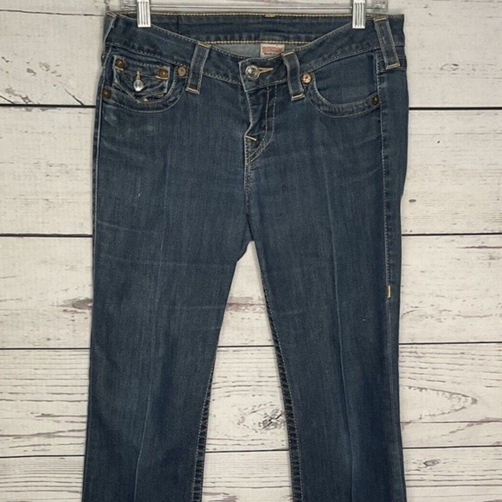True Religion Women's Dark Wash‎ Blue Denim Bot Cut Jeans Size 29